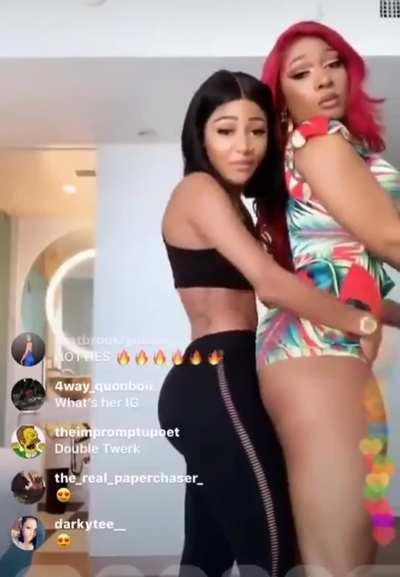 Megan the Stallion having fun with her petite friend