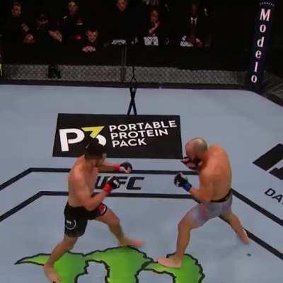 Sent him flying! Mouth piece and all!