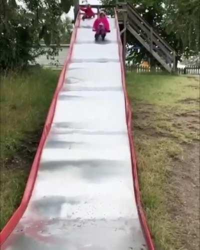 Getting taught an early lesson in how gravity and friction works.