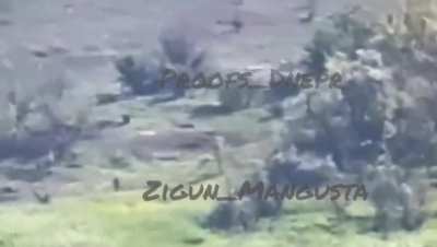 Russians on scooters hit a mine and then retreat, only to be shot by the next group of russian infantry for retreating.