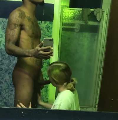 I was sucking off my son's bully when we heard him coming. We ran to the bathroom and locked ourselves in so he wouldn't see us. I thought it would be best to stop, but the bully threatened to open the door if we did. I thanked the bully for the amazing w