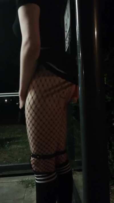 Got caught by a guy walking by at the bus stop🥵😩