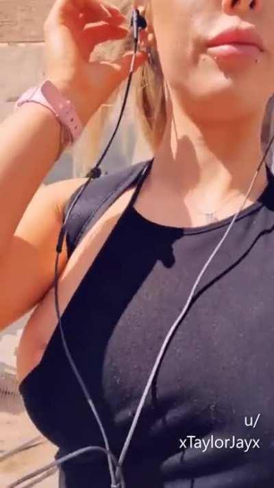 Casually walking around London with my nipple exposed