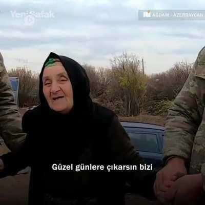Samaya grandmother who always cooked and sent food for soldiers during the 44-day war. This time the soldiers took her to the land of Aghdam, which she always dreamed of