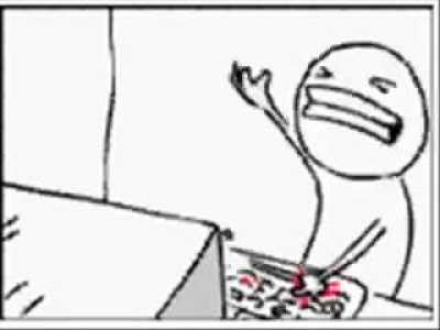 Stick Guy Slamming His Head On Computer