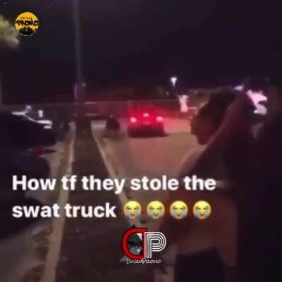 Civilians stole a swat truck the other night during protest in Tampa, Florida