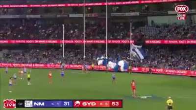 Peter Ladhams with a shank on the half-time siren.