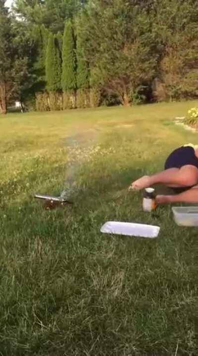 A warning not to leave explosives near an explosion.