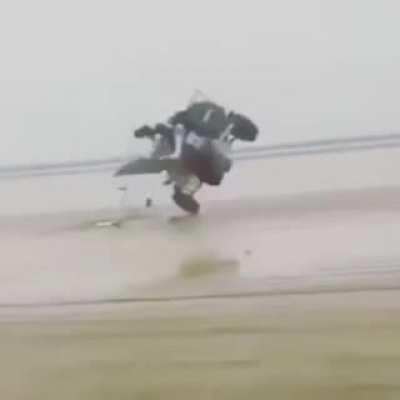 Drifting on some wet sand and getting flung like a rag doll