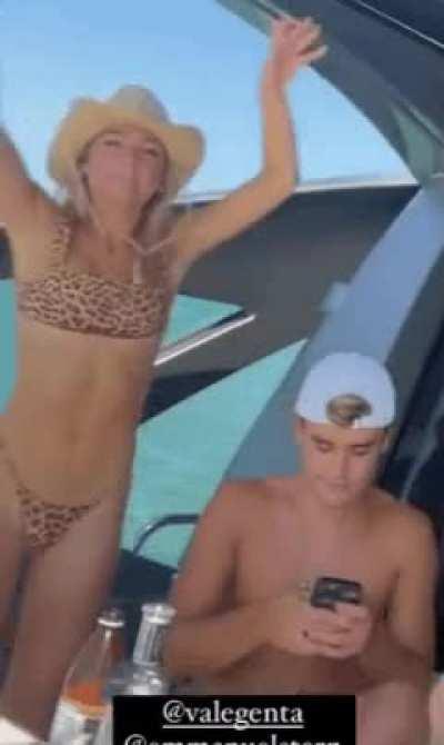 Dancing in a leopard print bikini