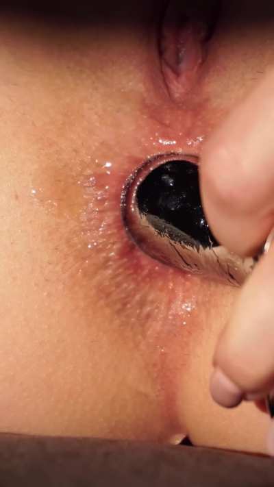 Anal fingering and Buttplug play Close up