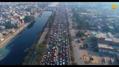 Aerial view of the farmers protest in India. The biggest protest in history is currently going on India and very few people are talking about it. More than 250 million people are currently protesting and the number keeps growing.