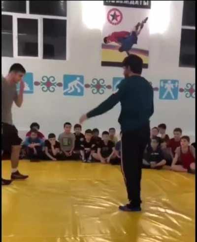 Geduev teaching his insane wrist snap technique and then using it in match. This is one of the techniques that look like magic.