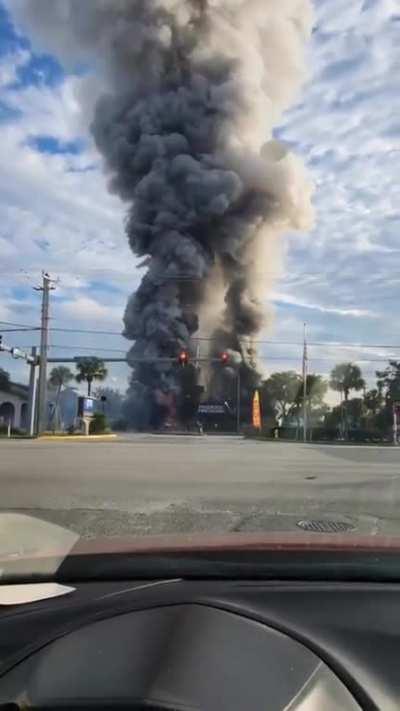 Car crashes into a fireworks store, and all the fireworks explode
