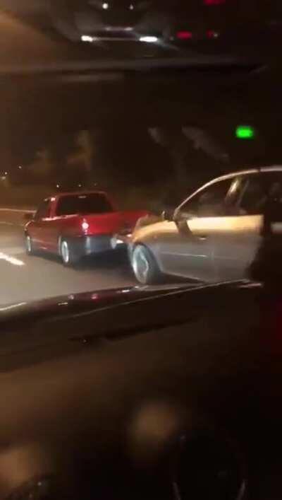 towing a car with 2 friends