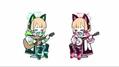 Saiba Midori and Momoi plays music by odyknms