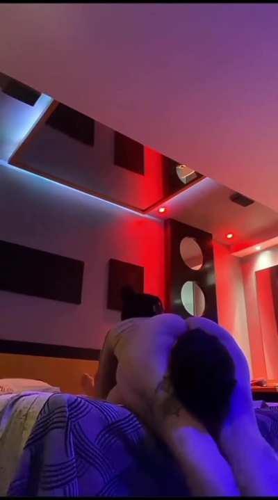 in a session with a reverse scissors