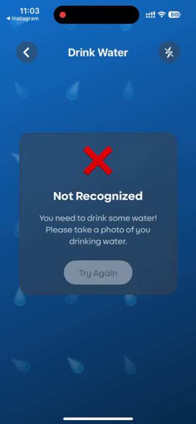 I have to drink water before unlocking my apps