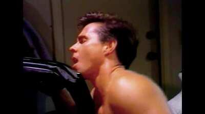 Trying to cum dodge the Sperminator. P.J. Sparxx & Peter North in Sunrise Mystery (1992)