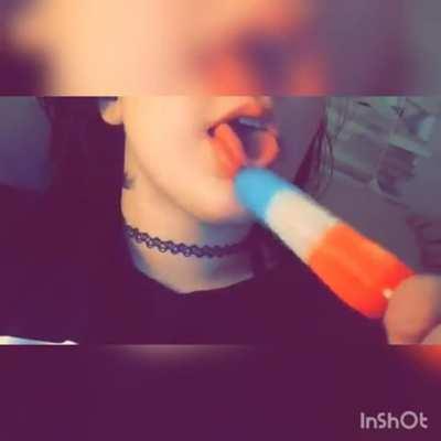 The popsicle was sweet, but I think your cum would be sweeter 💦🍆