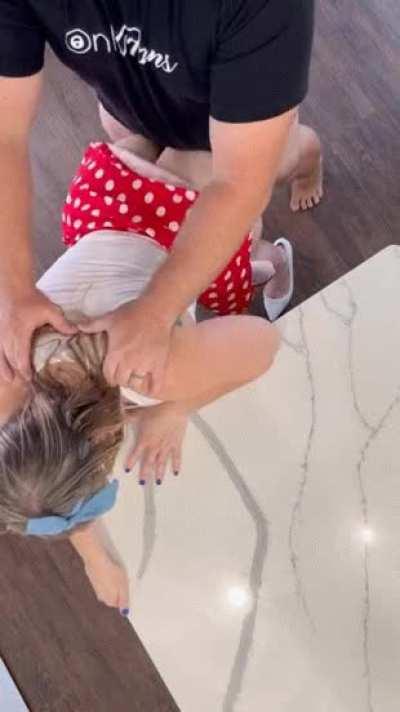 4 guys lined up to fuck and cum inside me in our kitchen