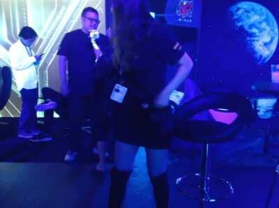 Janet showing her outfit at a Riot Party