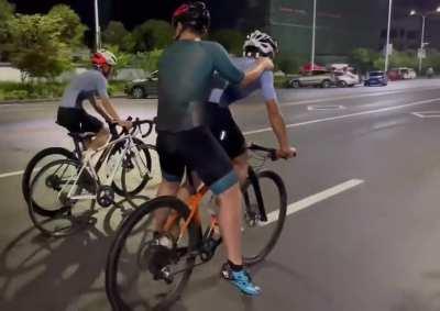 Ah yes, cycling with your buddies is always fun