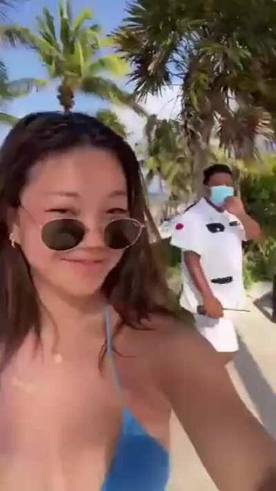 Big titty Asian beach bikini 👙