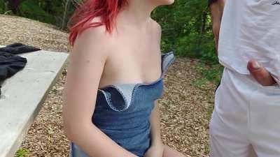 Trying to sneak in a quick fuck outside...but got caught