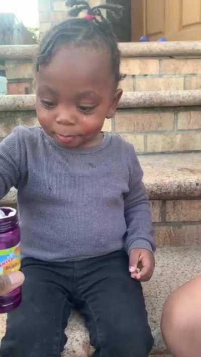 My princess having a hard time with her bubbles