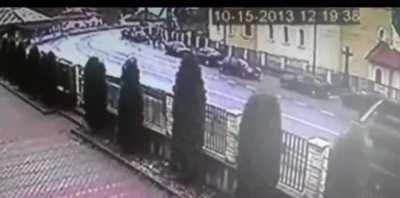 Truck driver speeding towards a crosswalk with two full loads of tree trunks