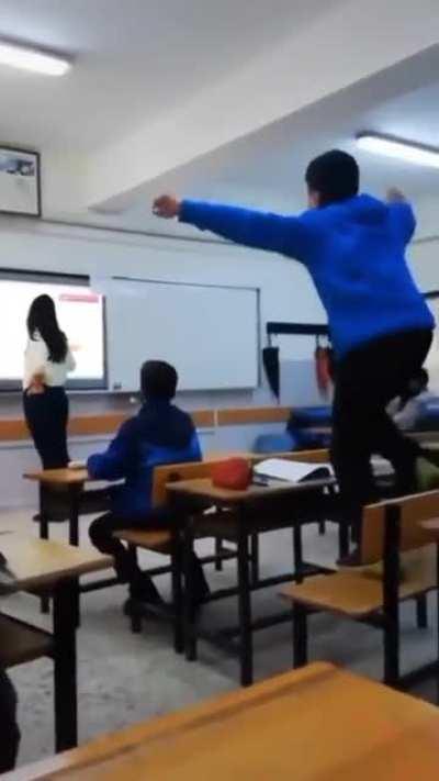 there was always that one kid in the class who couldn't seat straight without doing anything annoying