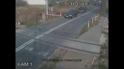 (Poland) Cyclist hits moving train and survives