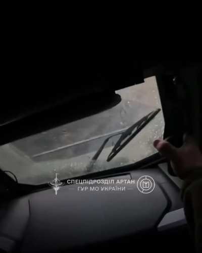 Ukrainian turret gunner shoots at Russian positions with a 50cal during an assault in the Lyman direction. SOF unit Artan of the DIU. Published 27.11.2025