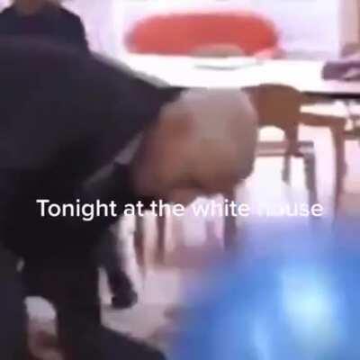 A leaked footage from inside the White House tonight...