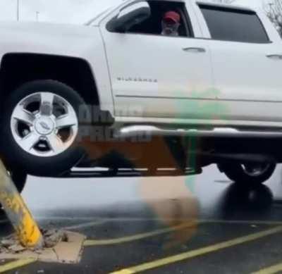 Parking a big ol' truck.....being an unskilled driver......airbag.