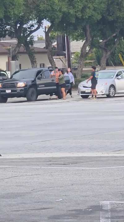 Argument at light turns to car mirror broken off.