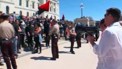 Antifa protestors unlawfully block entrance to Minnesota state capital, beat elderly veteran who tries to lawfully enter for a meeting