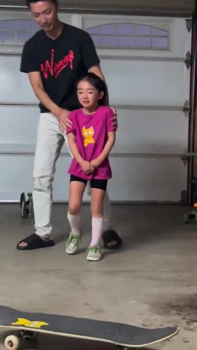 Landing her first kickflip