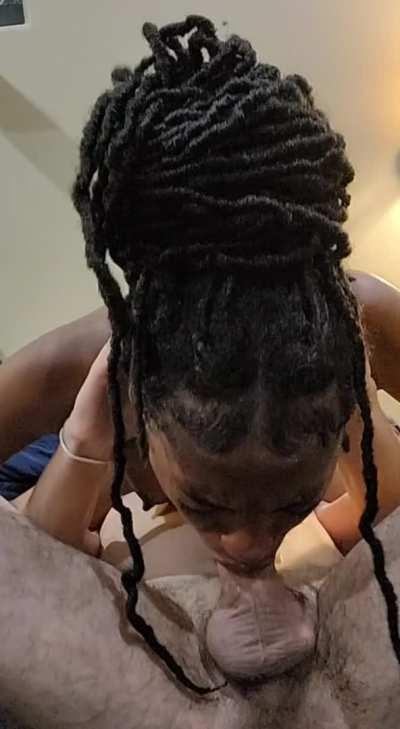 19 year old ebony girl loves gagging on cock
