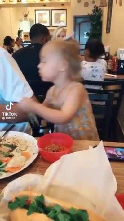 What an adorable little menace........