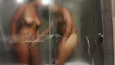 Big Tits Squished Against Shower Wall