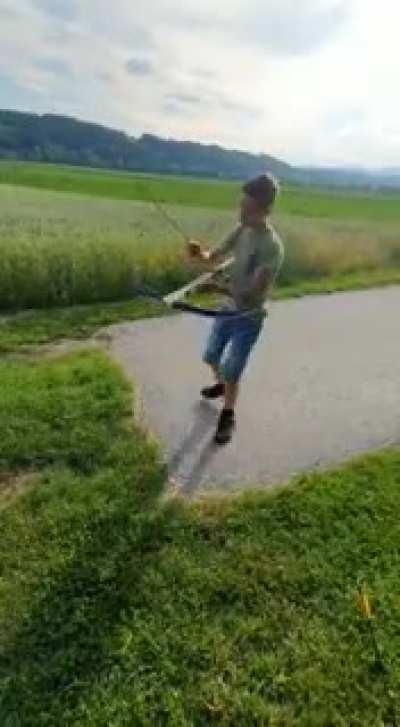 Homemade crossbow shooting