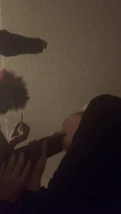 Blonde getting high and blowing bbc upstairs at the house party