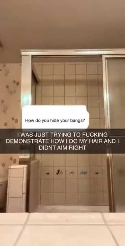 She trying to hide her bangs.