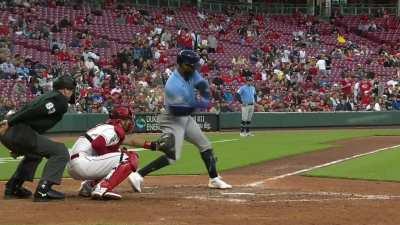 [Highlight] [Highlight] Yandy Diaz chops a ball with enough English to completely fool Nick Senzel for a single and Manuel Margot sneaks into third.