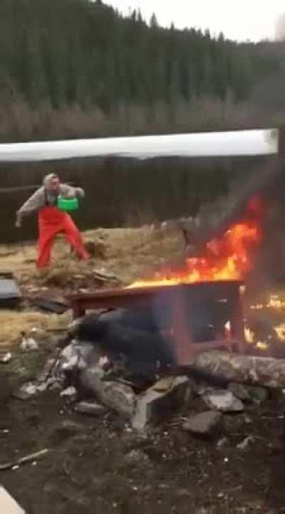 Failed to blow out the flame, decided to go all in