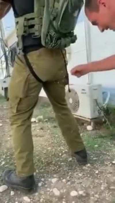 Israeli soldier screaming and crying after falling on a cactus 🌵 while chasing Palestinian youth….