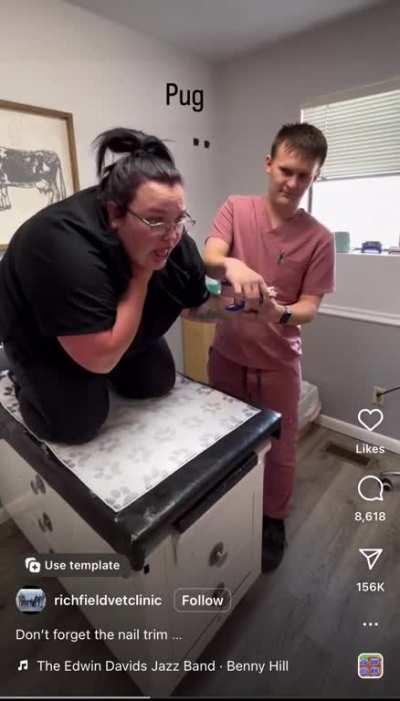 Grown woman role plays dogs for bit