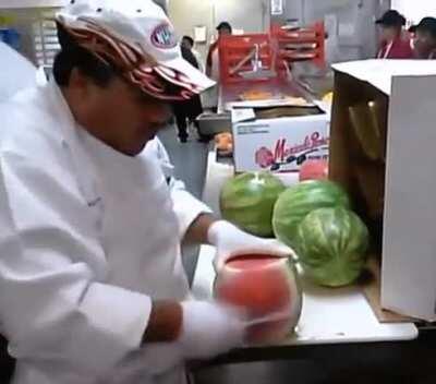 High speed watermelon cutting